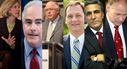 From left to right: Kathy Dahlkemper, Pat Meehan, Mike Fitzpatrick, Chris Carney, Lou Barletta, Mark Critz